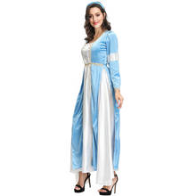 European Gothic Thrones Renaissance Medieval Cosplay Juliet Princess Blue&White Long Sleeve Fancy Long Dress Halloween Costume 2024 - buy cheap