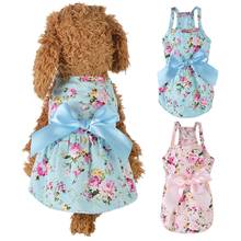 Vestido de verano Floral con lazo para perros, falda de princesa para perros, vestidos de boda, ropa York para perros, faldas, vestido para mascotas 2024 - compra barato