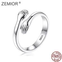 ZEMIOR Hand made Finger Ring For Women S925 Sterling Silver Both Hands Hug Shape Rings Simple Warm And Sweet Gift Fine Jewelry 2024 - buy cheap