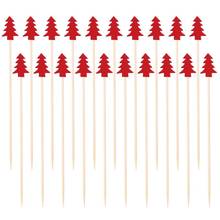 100 бамбуковые коктейльные палочки, одноразовые палочки для фруктового торта, зубочистки в форме рождественской елки для аппетита, бара для вечеринки 2024 - купить недорого