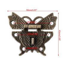 Retro Vintage Butterfly Latch Hasp Wooden Jewelry Box Case Lock Pad Chest Lock L4MB 2024 - buy cheap