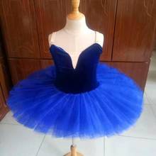 Vestido de Ballet profesional para niña y niño, tutú de bailarina, azul y rojo, traje de Ballet de Lago de cisne para adultos 2024 - compra barato