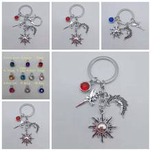 Birthstone fashion key ring sun moon angel pendant DIY car key ring key ring key ring souvenir jewelry gift 2024 - buy cheap