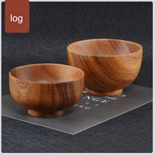 Natural Wooden Bowl Japanese Style Rice Soup Ramen Salad Bowls Round Food Container Kitchen Dining Room Table Decoration Supply 2024 - buy cheap
