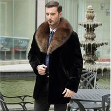 Fashion Business Formal Mink Fur Coat For Men 2020 Winter Medium-long Faux Fur Jackets Turn-down Collar Plus Size Overcoat XL699 2024 - buy cheap