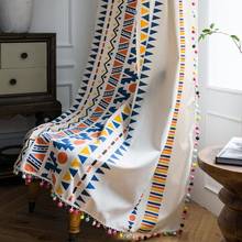 Cotton Curtain with Tassels for Living Room Bedroom Window Door Home Decoration Multicolor Bohemian Stripes Design 70% Blackout 2024 - buy cheap