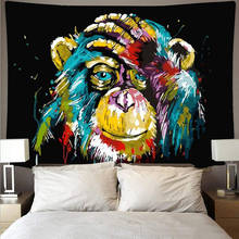 blurred Impressionism tapestry wall hanging home decoration wall fabric colorful animal tapestry monkey 2024 - buy cheap