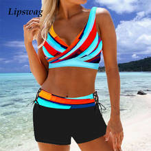 2021 Ladies Sexy Swimsuit Gathered Bandage Boxer Swimsuit Summer Open Back Quick-drying Beachwear 2-piece Swimsuit bathing Suit 2024 - buy cheap