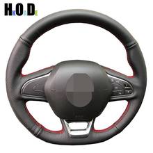 DIY Black Artificial leather Car Steering Wheel Cover for Renault Kadjar Koleos Megane Talisman Scenic Espace 2015-2018 2024 - buy cheap