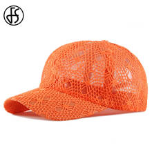 Fs verão chapéus vazados para caminhoneiros, bonés com malha respirável viseira de sol snapback hip hop laranja amarelo bonés de beisebol 2024 - compre barato
