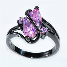 Marquise rosa zircão s anel da forma do vintage preto ouro cz pedra anéis de noivado para o casamento feminino jóias presentes de aniversário 2024 - compre barato