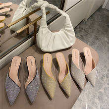 Zapatos de tacón medio con pegamento suave transparente para mujer, zapatillas puntiagudas a la moda, con punta en V, para primavera, 2021 2024 - compra barato