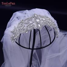 Vs26 youlapan vs26 véu de noiva com pente appliqued véus de casamento para noivas com strass marfim véu de casamento para o casamento da menina 2024 - compre barato