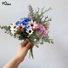 Meldel Artificial Silk Rose Flower Dropshipping Bridesmaid Bouquet Hydrangea Dahlia Eucalyptus Leaves Wedding Bouquets Flower 2024 - buy cheap