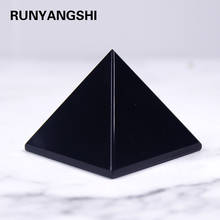 Runshi decoração de casa de cristal, pirâmide de cura preta com obsidiana natural, pedras de superfície brilhantes 2024 - compre barato