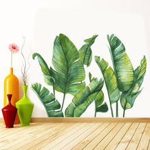 Adesivo de parede de folhas verdes para decoração de casa, sala de estar, plantas tropicais, decoração de primavera, decalque de vinil, decoração de quarto de adolescentes 2024 - compre barato