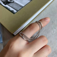 Xiha tf925 anéis de prata esterlina para mulheres, corrente longa, círculo duplo, aberto, ajustável, pinky, knucle, joias de casamento 2024 - compre barato