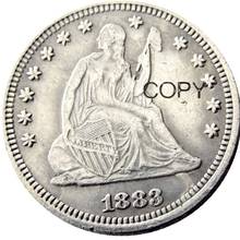 USA 1883 sentado Liberty cuarto de Dólares Chapado en plata 25 centavos copia moneda 2024 - compra barato