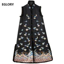 Top Quality New Long Parkas 2020 Winter Women Luxurious Embroidery Cotton Down Padded Casual Long Vintage Jackets Outwear 3XL 2024 - buy cheap