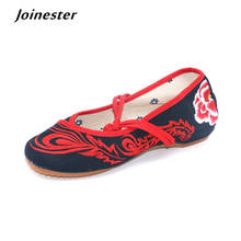 Round Toe Women Summer Canvas Flat Shoes Flax Insole Breathable Loafers Ethnic Embroidery Female Ballet Shoes Durable Flats 2024 - buy cheap