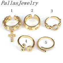 10Pcs Crystal Cross Ring For Women Adjustable Cubic Zirconia Cuff Open Ring Stackable CZ Gold Simple Jewelry Gift ring 2024 - buy cheap