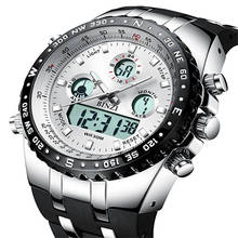 Часы мужские, спортивные, водонепроницаемые, аналоговые, с двойным дисплеем, светодиодные цифровые армейские часы 2024 - купить недорого