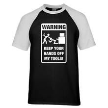Adesivo de aviso de caixa de ferramentas, camiseta gráfica engraçada com manga raglan para homens, camisa casual, 100% algodão 2024 - compre barato