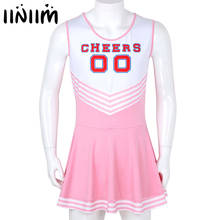 iiniim Men Sissy Charming Cheerleader Female Cosplay Sexy Costume Dress Scoop Neck Pleated Night Festival Fancy Short Dress 2024 - buy cheap