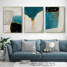 Pintura en lienzo de bloques azules abstractos nórdicos, póster de moda, sala de estar impreso para arte de pared, Cuadros, decoración del hogar, póster 2024 - compra barato