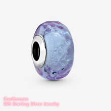 Spring 100% Original 925 Sterling Silver Wavy Fancy Violet Murano Glass Charm beads Fits Brand bracelets Jewelry Making 2024 - buy cheap