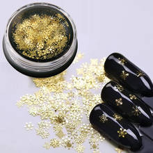 1 caja de purpurina para uñas, copos de nieve dorados de Navidad, lentejuelas en polvo, copos de polvo 3D para decoración de uñas, puntas de esmalte de Gel UV 2024 - compra barato