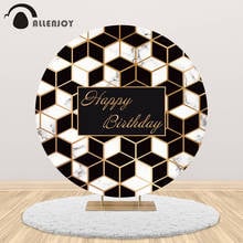 Allenjoy Marble Birthday Background Photozone Party Welcome Rose Round backdrop Carnival Baby Shower Cover Photocall Decoration 2024 - buy cheap