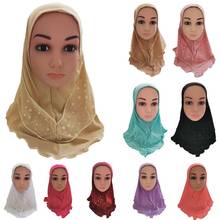 Islamic Kids Girls Hijab Muslim Headscarf Mesh Lace Scarf Shawl Caps Wrap Turban Arab Bandanas Prayer Hat Plain Bonnet Hair Loss 2024 - buy cheap
