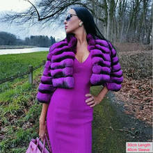 FURSARCAR-abrigo de piel de conejo Real para mujer, Chaqueta larga de piel de conejo Natural auténtica, prendas de vestir de talla grande, de lujo, para invierno, 2021 2024 - compra barato