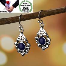 OMHXZJ Wholesale European Fashion Hot Woman Party Birthday Wedding Gift Vintage Sapphire 925 Sterling Silver Drop Earrings EA531 2024 - buy cheap