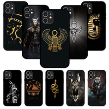 For iPhone  11 12  8 Plus Mini Pro X XR XS Max 4 5 7 6 6S 8 SE Phone Case Black Cover Back Luxury Egypt Nefertiti Anubis Gods 2024 - buy cheap
