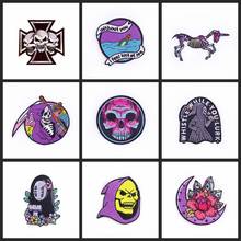 kull Patch Ecusson Thermocollants Embroidered Patches For Clothing Punk Heart Applique Jacket Jeans Patches Stripe Patch Badge 2024 - buy cheap