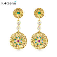 LUOTEEMI New Round Drop Earrings Cubic Zircon Fashion Green Crystal Stud Earring For Women/Girls Party Gifts 2024 - buy cheap