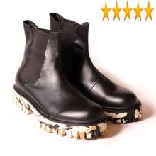 Platform Camo Gothic Ankle Thick Men Fashion Runway Round Toe Slip On Chelsea Boots Genuine Leather Motor Biker Male Shoes 2024 - buy cheap