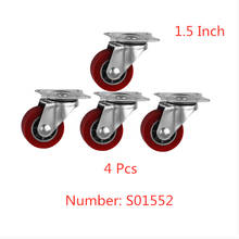 4 Pcs/Lot Casters Quality 1.5 Inch Pu Flat Top Universal Wheel Height 50 Polyurethane Quiet Wear-resistant Red Furniture 2024 - buy cheap