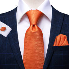 Hi-tie Orange Men's Ties Solid Luxury Silk Gentleman Necktie Formal Dresses Tie for Men Striped Wedding Business 100% Silk Adult 2024 - buy cheap