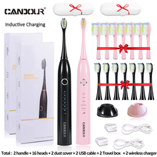 CANDOUR 5166 Sonic Electric Toothbrush USB Charge Rechargeable Tooth brush For Adult Replacement Brush Head with 16 Brush Heads 2024 - buy cheap