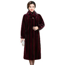 Casaco feminino de pele alta costura, casaco longo de inverno nobre, roupa de meia idade, imitação de vison, manter o calor 1956 2024 - compre barato