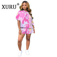 XURU New Women's Tie Dyed Printed Jumpsuit Two-piece European and American Hot Casual Jumpsuit Suit 2024 - buy cheap