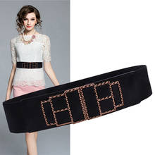 Cinturón elástico de cintura para mujer, cinturón ancho con decoración de vestido, negro, sellado 2024 - compra barato