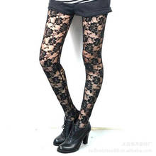 Women Black Rose Floral Lace Faux Leather Leggings Pants Sexy Girls Leggings Gifts Hot Sale 2024 - buy cheap