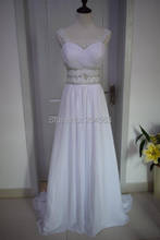 В наличии шифоновое свадебное платье с бусинами простое пляжное свадебное платье со шлейфом Свадебное платье 2024 - купить недорого