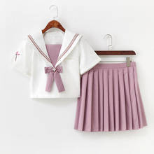 Vestidos de escola jk uniformes bonito rosa marinheiro terno colégio uniforme da escola do meio vestido anime forma trajes para meninas saia plissada 2024 - compre barato