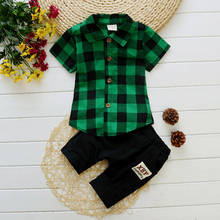 Baby Boy Plaid Outfit 2019 Summer Fashion Short Sleeved Shirts + Shorts 2PCS Infant Clothing Kids Bebes Jogging Suits Tracksuits 2024 - buy cheap