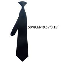 50x8cm Men's Uniform Solid Black Color Imitation Silk Clip-On Pre-Tied Neck Ties for Police Security Wedding Funeral 2024 - buy cheap